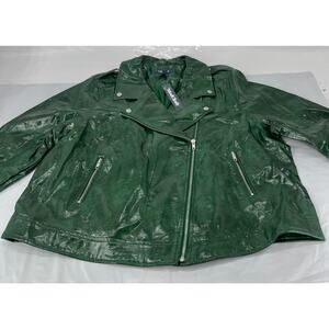 Mod Cloth Faux Leather Biker Style Jacket Women’s Size 2x Brand New Green (C19)